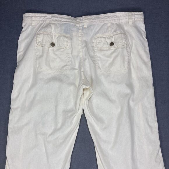 Norma Kamali Linen Pants Womens XL Ivory Straight Leg Breathable Casual Comfort - Picture 6 of 13